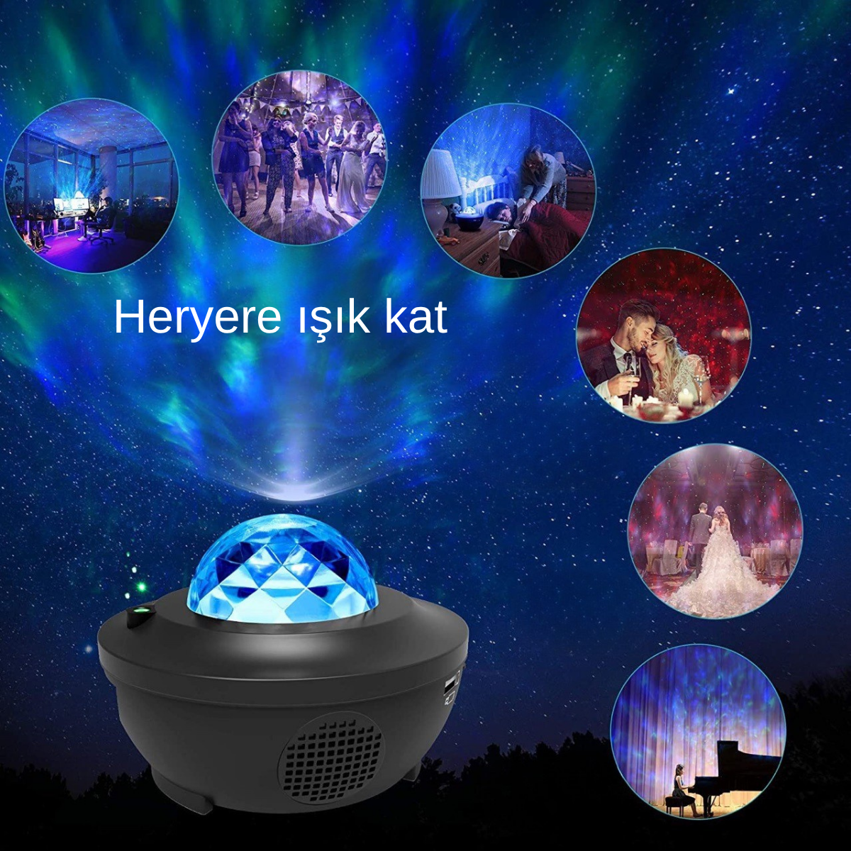 Galaxy Projektör 21 çeşit renk Işık (Uzaktan Kumandalı & Bluetooth)